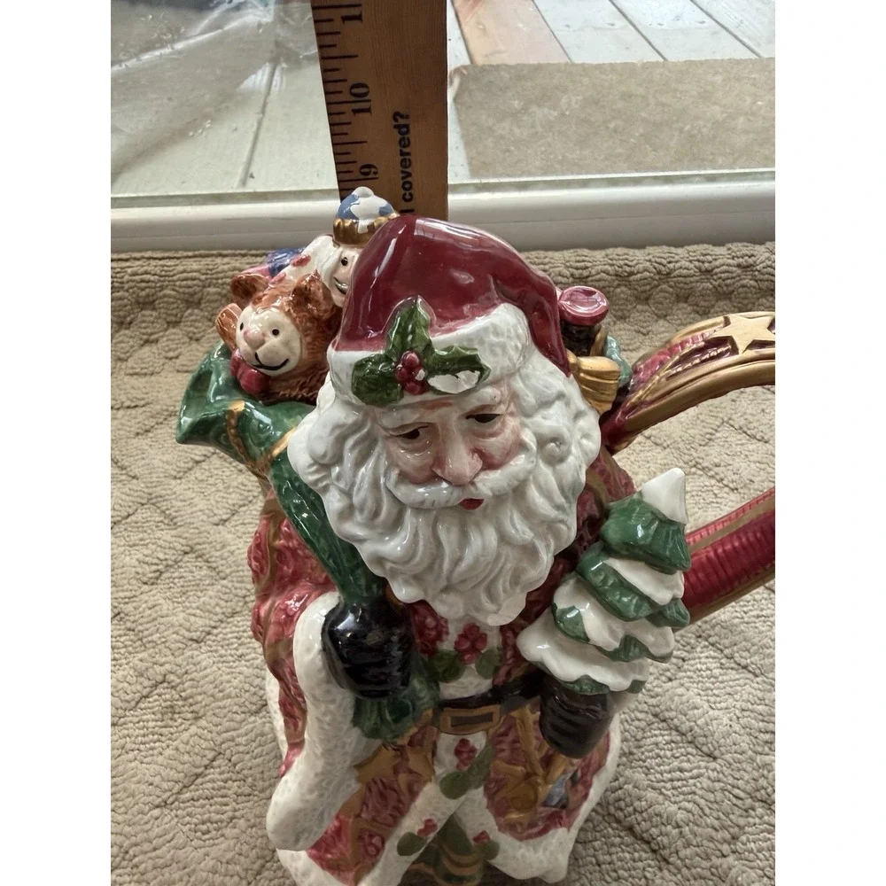 Fitz and Floyd Christmas Santa with bag of toys tea pot